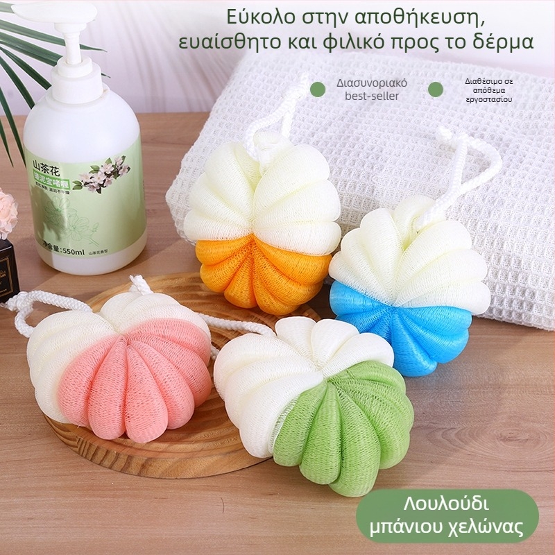 Αφρώδης μπάλα μπάνιου με μακριά λωρίδα για τρίψιμο στην πλάτη, μεγάλο πολυτελές αξεσουάρ μπάνιου