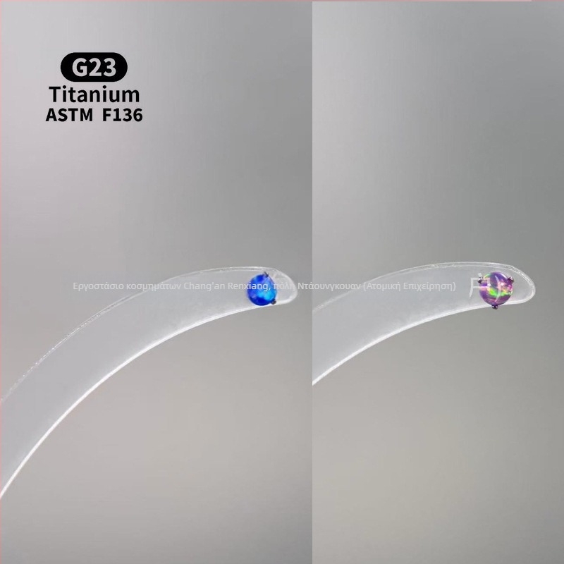 Ανδρικά/Γυναικεία γεωμετρικά σκουλαρίκια με οπάλ από κράμα τιτάνιου F136, γυαλισμένη επιφάνεια, εσωτερική βίδα για χείλη/ώτα