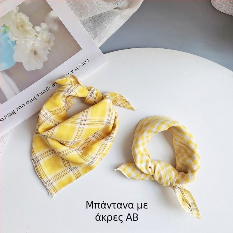 Παιδικός βαμβακερός τετράγωνος φουλάρι - καρό σχέδιο, Jacquard ύφανση, διακοσμητικό