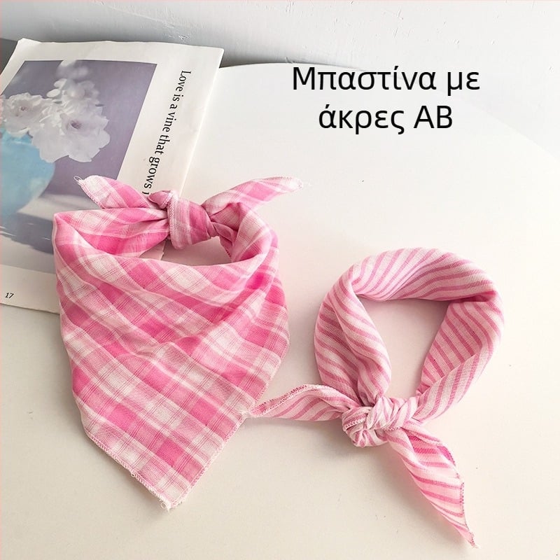 Παιδικός βαμβακερός τετράγωνος φουλάρι - καρό σχέδιο, Jacquard ύφανση, διακοσμητικό