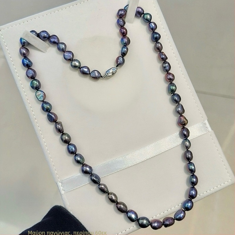 Κολιέ με μπαρόκ φυσικά γλυκού νερού μαργαριράρια, κούμπωμα από 925 ασήμι, σχέδιο εμπνευσμένο από τη φύση