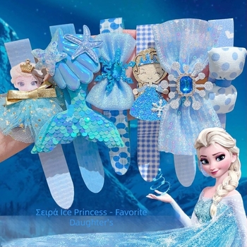 Παιδική κορδέλα μαλλιών με καρτούν, χειροποίητη, υφασμάτινα φλοράλ στοιχεία και τιτάνιο κρύσταλλα, προσαρμόσιμη