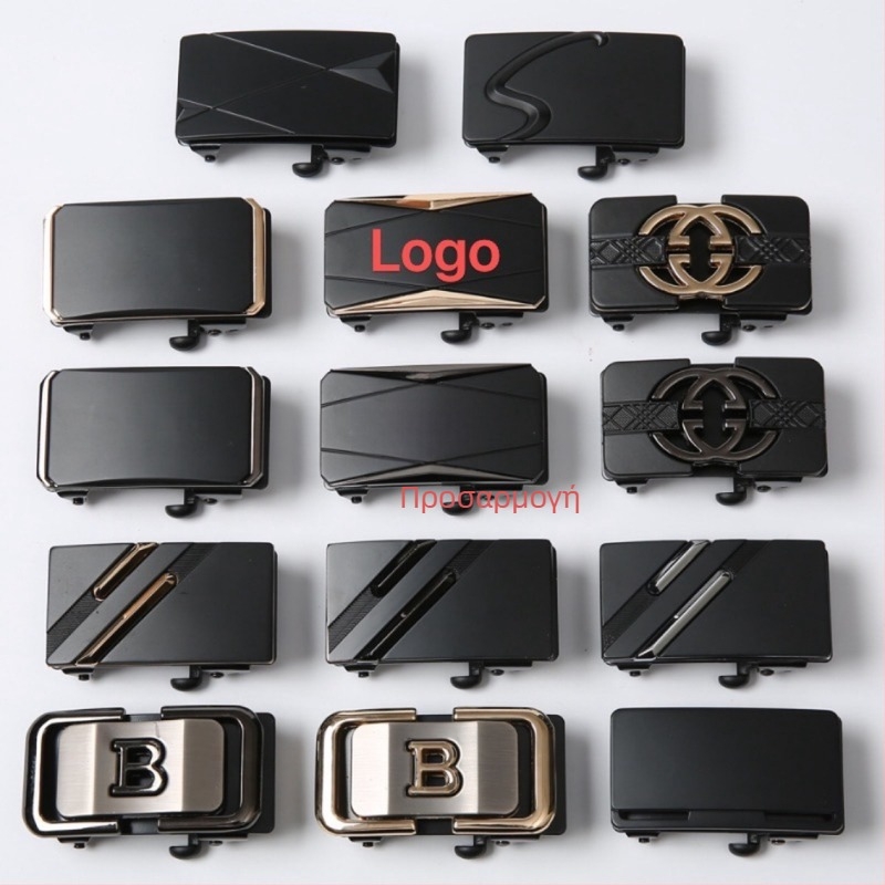 Ανδρική αυτόματη αγκράφα ζώνης, κράμα, ορθογώνιο σχήμα, μοτίβο με γράμματα, παραμετροποιήσιμη