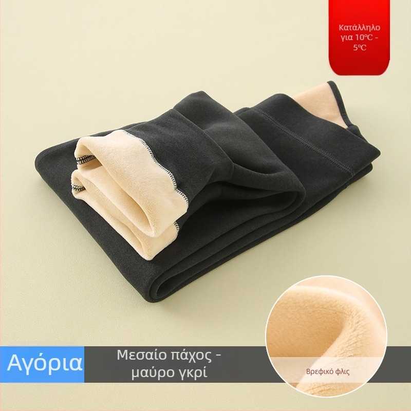 Παιδικές παντελόνες με επένδυση φλίς, ζεστές και ψηλή μέση για φθινοπωρινές-χειμερινές περιόδους (εσωτερική επένδυση φλίς; υψηλή μέση; φθινοπωρινές-χειμερινές; unisex; ηλικίες 8+)