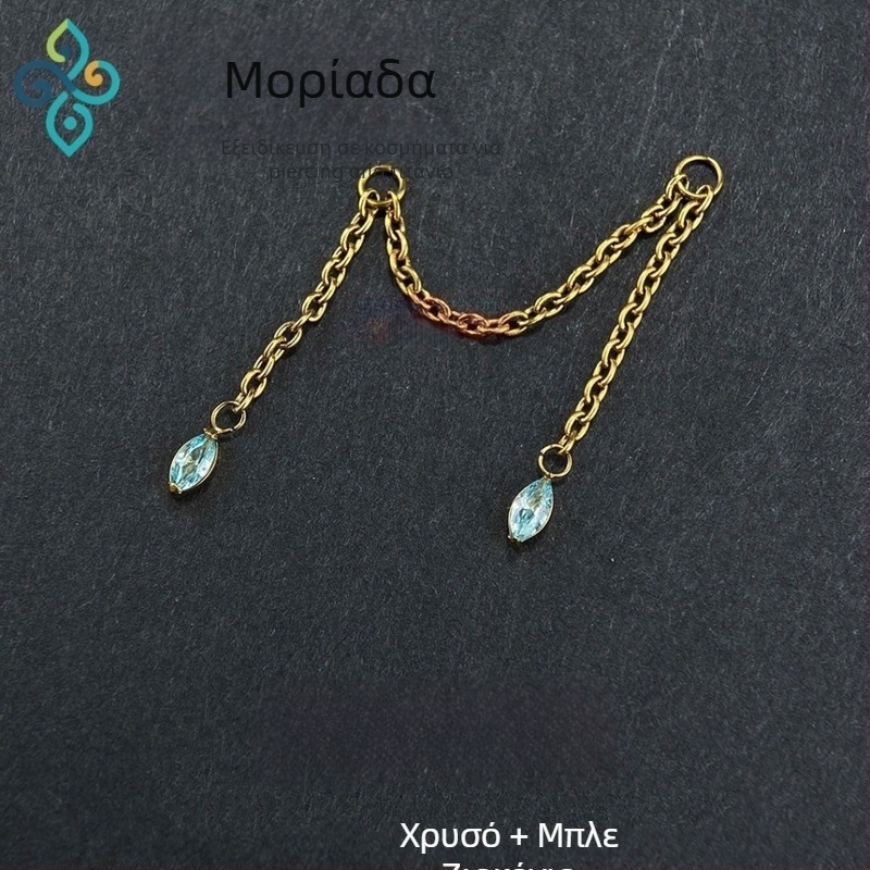 Σκουλαρίκια από κράμα τιτανίου G23, unisex, σχήμα ματιού αλόγου, διπλή αλυσίδα λοβού, αλυσίδα οστού αυτιού, λεία επιφάνεια