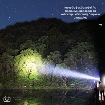 Φακός κεφαλής 985 – μπαταρία 18650, αδιάβροχος, εμβέλεια δέσμης 1000 m, αυτονομία 24 ωρών