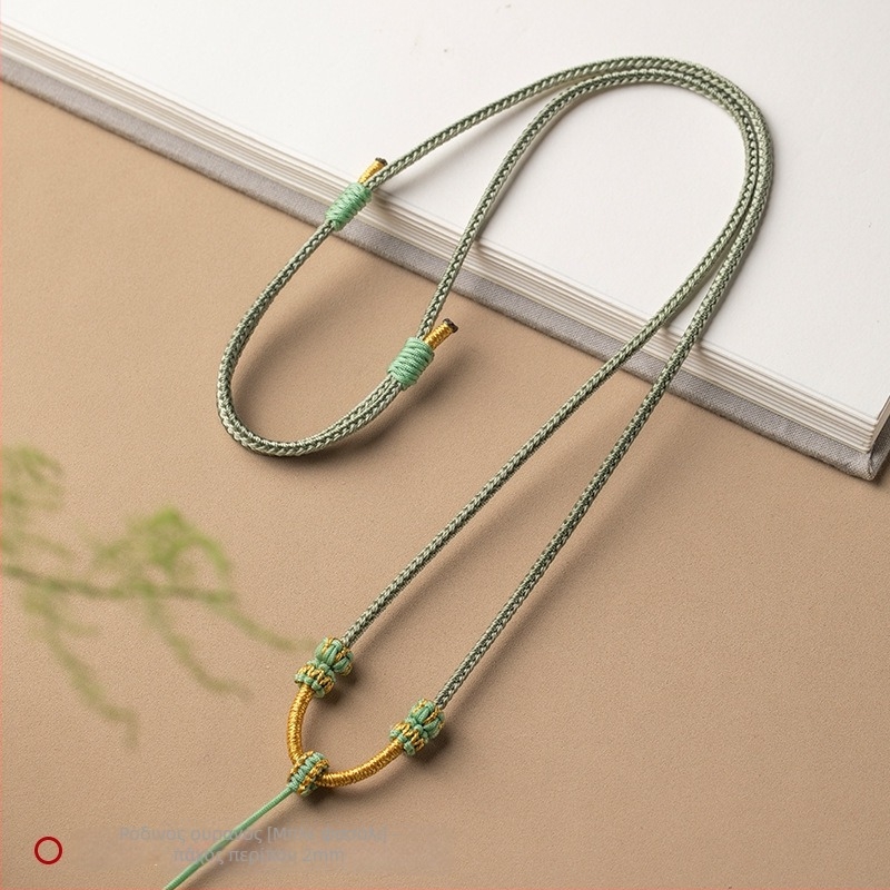 Κολιέ με κρεμαστό από σχοινί, χειροποίητο πλέξιμο, ρυθμιζόμενο κορδόνι, Craftsman κοσμήματα, φθινόπωρο 2024