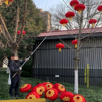 Τηλεσκοπικό κοντάρι για κρέμασμα φαναριών, εξωτερική χρήση, φανοστάτης σε σχήμα Winter Melon, Silk Screen εκτύπωση, Νέο κινεζικό στυλ