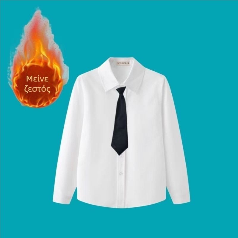 Παιδικό μακρυμάνικο πουκάμισο σχολικής στολής, κορεατικού στυλ, μαλακή επεξεργασία υφάσματος, βαμβάκι 30% μείγμα, χειμώνας 2025