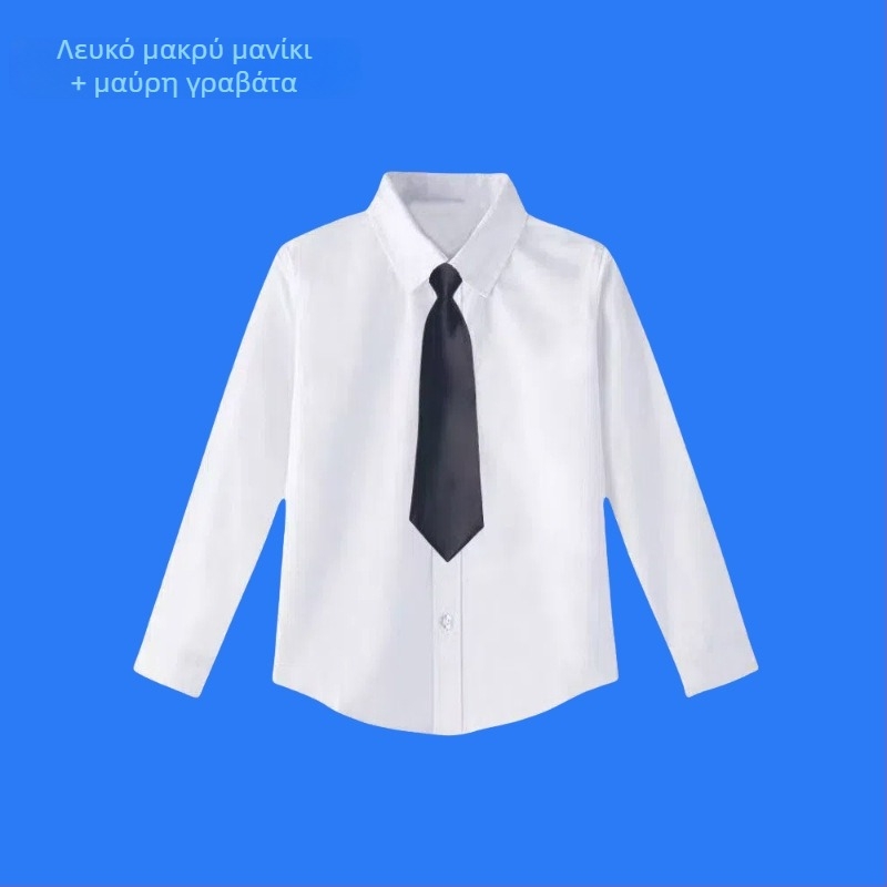 Παιδικό μακρυμάνικο πουκάμισο σχολικής στολής, κορεατικού στυλ, μαλακή επεξεργασία υφάσματος, βαμβάκι 30% μείγμα, χειμώνας 2025