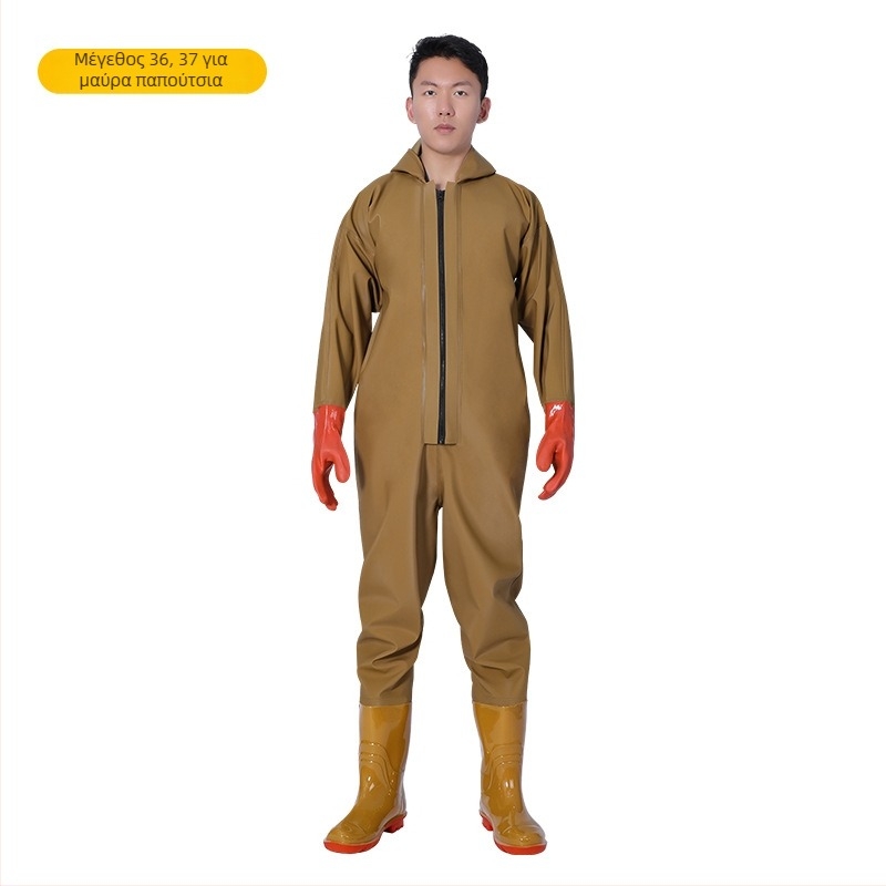 Yuduoduo PVC ολόσωστη αδιάβροχη στολή με ενσωματωμένο σωσίβιο για αλιεία και κολύμβηση; χωρίς τσέπες