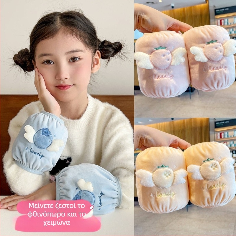 Παιδικά προστατευτικά μανίκια κατά των λεκέδων — καμβάς με καρτούν μοτίβο, κέντημα, για χειμώνα, άνοιξη και φθινόπωρο