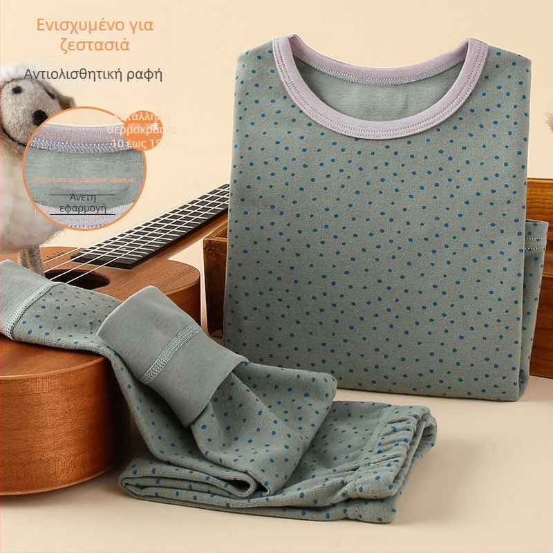 Σετ παιδικών θερμικών ρούχων για φθινοπωρινό τοπ και παντελόνι – για αγόρια, βασικό στρώμα θερμικής ένδυσης, ύφασμα από λινό με κύριο υλικό γούνας κουνελιού