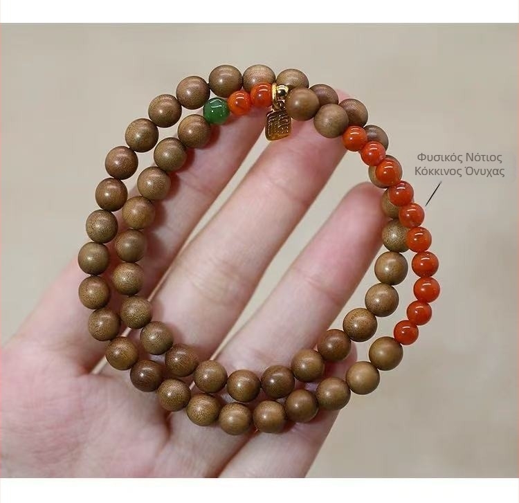 Βραχιόλι από κόκκους σανταλόξυλου, χαραγμένο, μοντέρνο μινιμαλιστικό στυλ, άνοιξη 2025