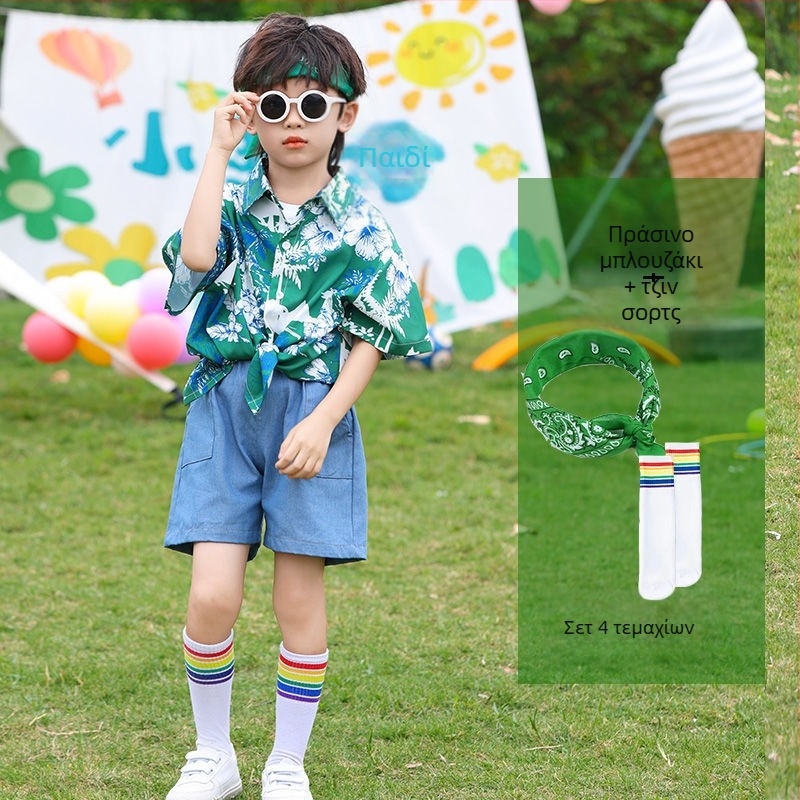 Παιδικό κοστούμι χορευτικής επίδειξης σε στυλ Χονγκ Κονγκ — Unisex, ηλικίες 3-8, Καλοκαίρι, Μίγμα βαμβακιού-πολυεστέρα