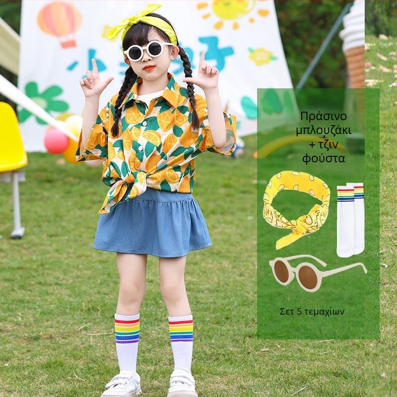 Παιδικό κοστούμι χορευτικής επίδειξης σε στυλ Χονγκ Κονγκ — Unisex, ηλικίες 3-8, Καλοκαίρι, Μίγμα βαμβακιού-πολυεστέρα