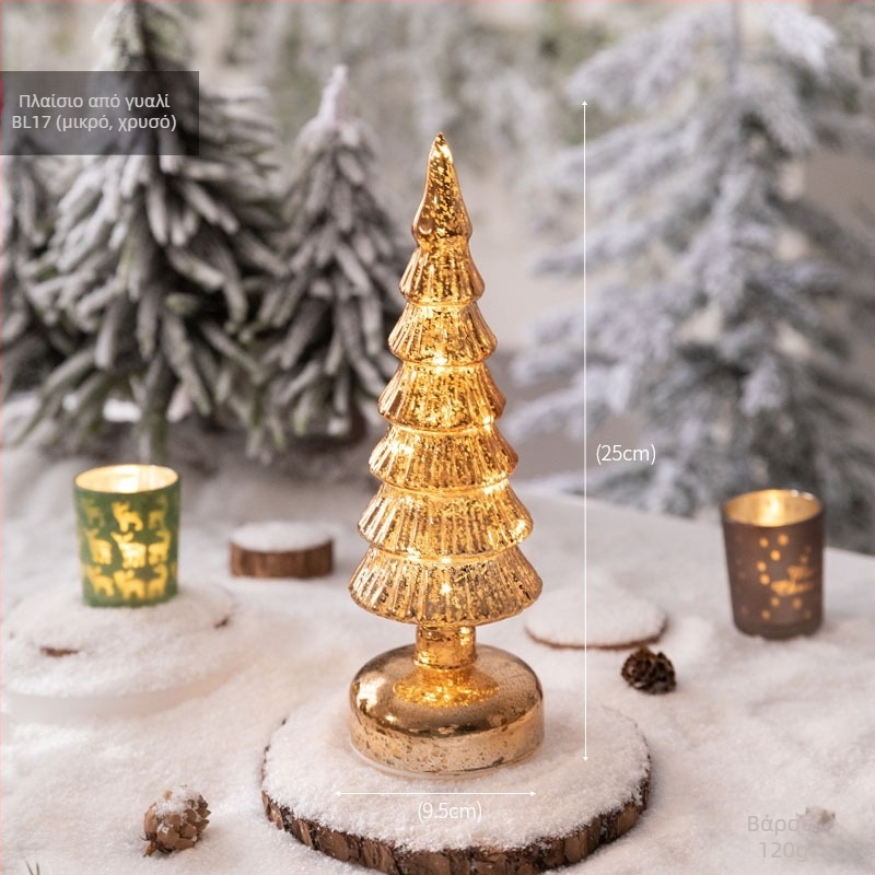 Jackie γυάλινο χριστουγεννιάτικο δέντρο επιτραπέζιο διακοσμητικό — ευρωπαϊκού στυλ φωτιζόμενος τραπεζιού (Υλικό: Γύαλι; Μάρκα: Jackie; Χρήση: Επιτραπέζιο; Κατηγορία: Χριστουγεννιάτικο δέντρο; IP: Όχι)