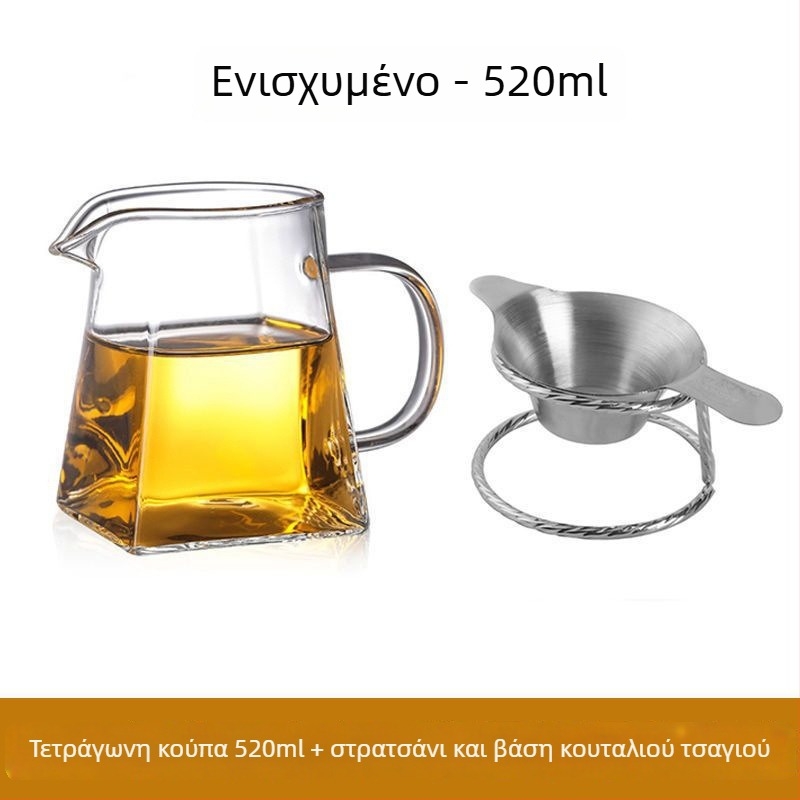 Σετ τσαγιού από θερμοανθεκτικό παχύ γυαλί με ενσωματωμένο φίλτρο για τσάι και φίλτρο έγχυσης