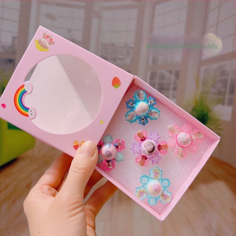 Παιδικό περιστρεφόμενο δαχτυλίδι — πλαστικό/ρητίνη, στυλ καρτούν, σειρά Κορίτσι-Πριγκίπισσα, δυνατότητα λογότυπου