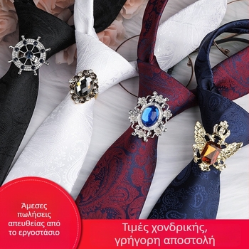 Ανδρικό κλιπ γραβάτας με στρας σε ανθώδες σχέδιο, κράμα, ζακάρντ επεξεργασία, ηλεκτροπλατίωση