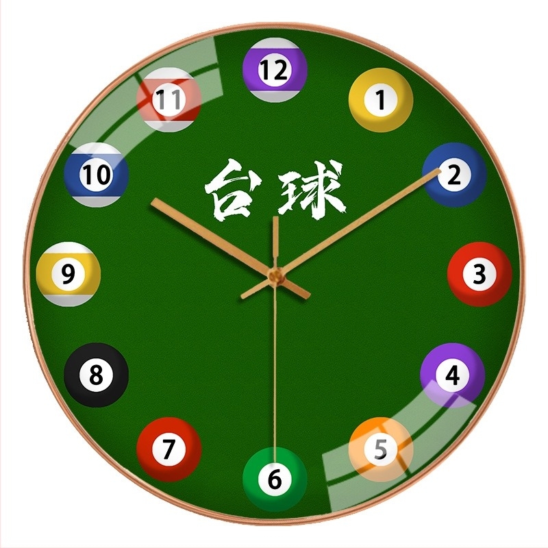 Ρολόι τοίχου αίθουσας μπιλιάρδου | Μοντέρνο στυλ, κίνηση Quartz, τροφοδοσία με μπαταρία, πλαστικό περίβλημα