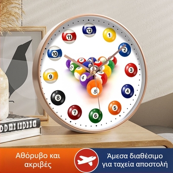 Ρολόι τοίχου - αθόρυβη κίνηση quartz, στρογγυλό πλαστικό περίβλημα, γυάλινο κάλυμμα, διακοσμητικό