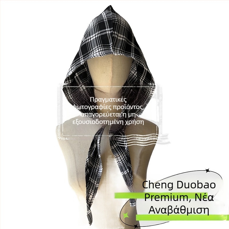 Αξεσουάρ κεφαλής: κουκούλα με φουλάρι, ρετρό ιαπωνικό στυλ, unisex, βαμβάκι