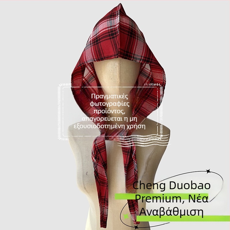 Αξεσουάρ κεφαλής: κουκούλα με φουλάρι, ρετρό ιαπωνικό στυλ, unisex, βαμβάκι