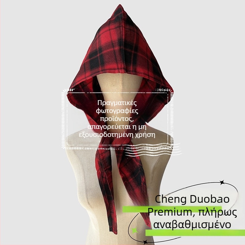 Αξεσουάρ κεφαλής: κουκούλα με φουλάρι, ρετρό ιαπωνικό στυλ, unisex, βαμβάκι