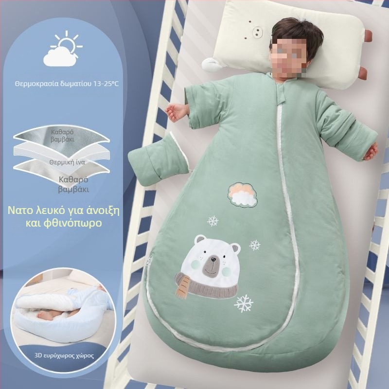 Υπνόσακος μωρού – 100% βαμβάκι, παχύτερος για φθινόπωρο/χειμώνα, με αποσπώμενο επενδυτικό εσωτερικό, σχεδιασμός τεσσάρων εποχών, γέμισμα κασμίρ, quilt anti-kick