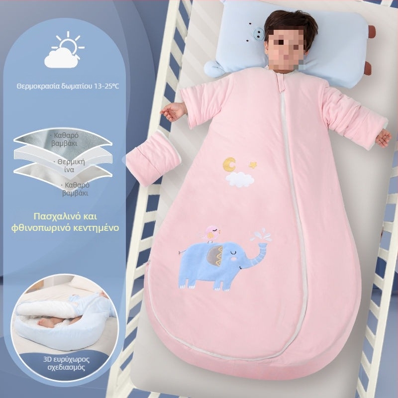 Υπνόσακος μωρού – 100% βαμβάκι, παχύτερος για φθινόπωρο/χειμώνα, με αποσπώμενο επενδυτικό εσωτερικό, σχεδιασμός τεσσάρων εποχών, γέμισμα κασμίρ, quilt anti-kick