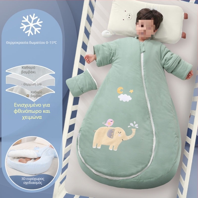 Υπνόσακος μωρού – 100% βαμβάκι, παχύτερος για φθινόπωρο/χειμώνα, με αποσπώμενο επενδυτικό εσωτερικό, σχεδιασμός τεσσάρων εποχών, γέμισμα κασμίρ, quilt anti-kick