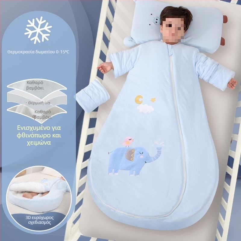 Υπνόσακος μωρού – 100% βαμβάκι, παχύτερος για φθινόπωρο/χειμώνα, με αποσπώμενο επενδυτικό εσωτερικό, σχεδιασμός τεσσάρων εποχών, γέμισμα κασμίρ, quilt anti-kick