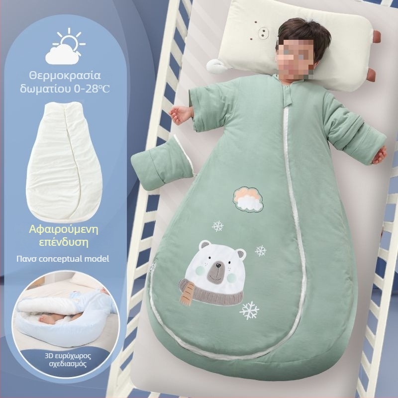 Υπνόσακος μωρού – 100% βαμβάκι, παχύτερος για φθινόπωρο/χειμώνα, με αποσπώμενο επενδυτικό εσωτερικό, σχεδιασμός τεσσάρων εποχών, γέμισμα κασμίρ, quilt anti-kick