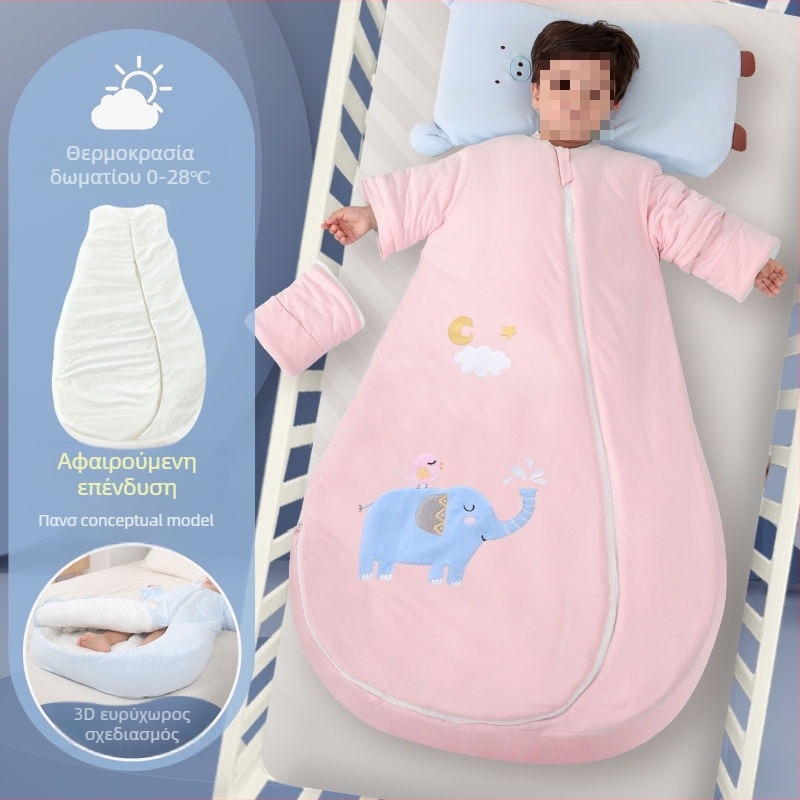 Υπνόσακος μωρού – 100% βαμβάκι, παχύτερος για φθινόπωρο/χειμώνα, με αποσπώμενο επενδυτικό εσωτερικό, σχεδιασμός τεσσάρων εποχών, γέμισμα κασμίρ, quilt anti-kick