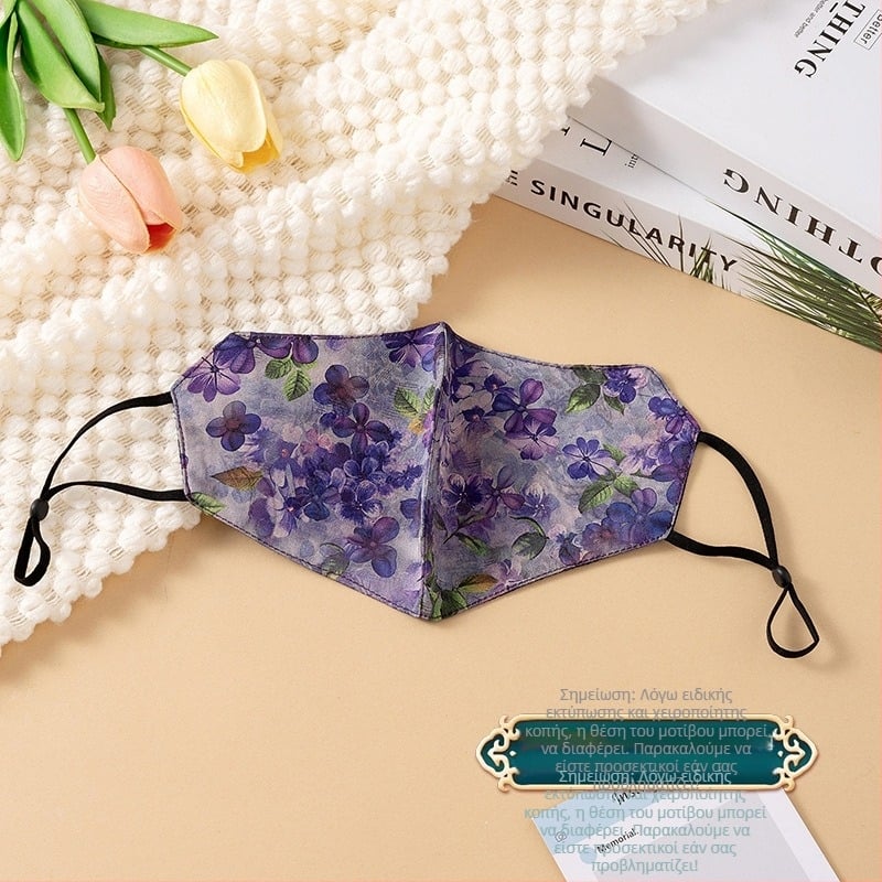 Μάσκα προστασίας από τον ήλιο, αναπνεύσιμη, αντιανεμική, διπλού στρώματος βαμβάκι με λεπτομέρεια από μίμηση μεταξιού, εθνικό στυλ (Αναπνεύσιμη, Αντιανεμική, Προστασία από ήλιο, Διπλό στρώμα βαμβάκι, Μίμηση μεταξιού)