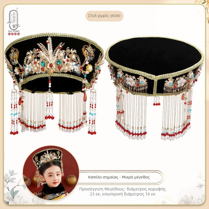 Αξεσουάρ μαλλιών για παιδιά, χειροποίητο κράμα, κορδέλες για το κεφάλι και λαστιχάκι με φούντες, στυλ δυναστείας Τσινγκ