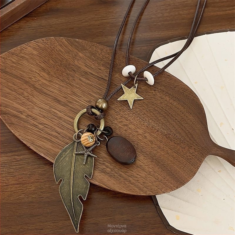 Μακριά γυναικεία κολιέ με γεωμετρικό μενταγιόν, κορεατικό στυλ, κράμα ψευδάργύρου, άνοιξη 2025