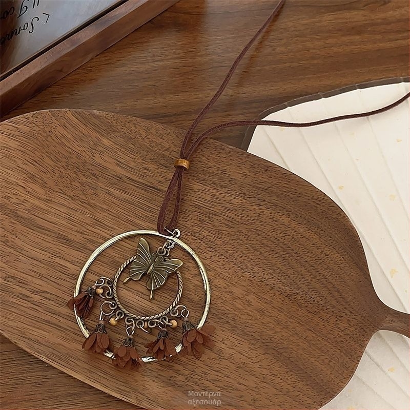 Μακριά γυναικεία κολιέ με γεωμετρικό μενταγιόν, κορεατικό στυλ, κράμα ψευδάργύρου, άνοιξη 2025