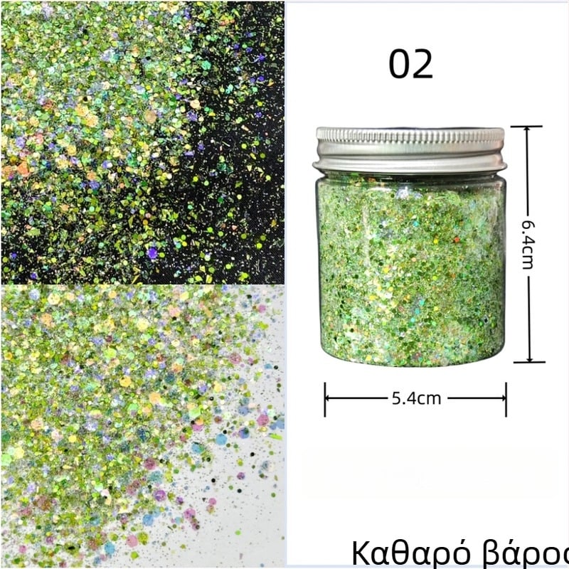 Νύχια γκλίτερ με παγιέτες PET, μοτίβο αστρικού ουρανού, φινίρισμα λαμπερό σε κορεατικό στυλ