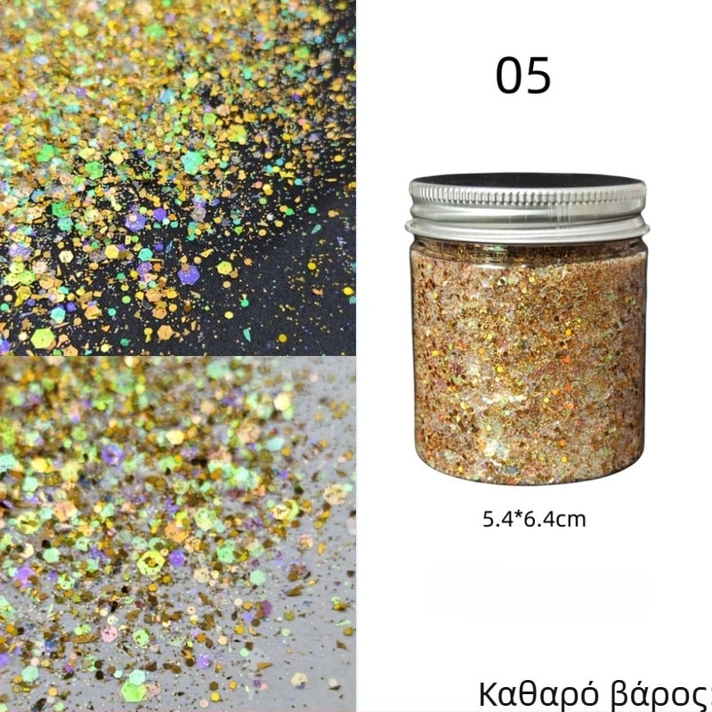 Νύχια γκλίτερ με παγιέτες PET, μοτίβο αστρικού ουρανού, φινίρισμα λαμπερό σε κορεατικό στυλ