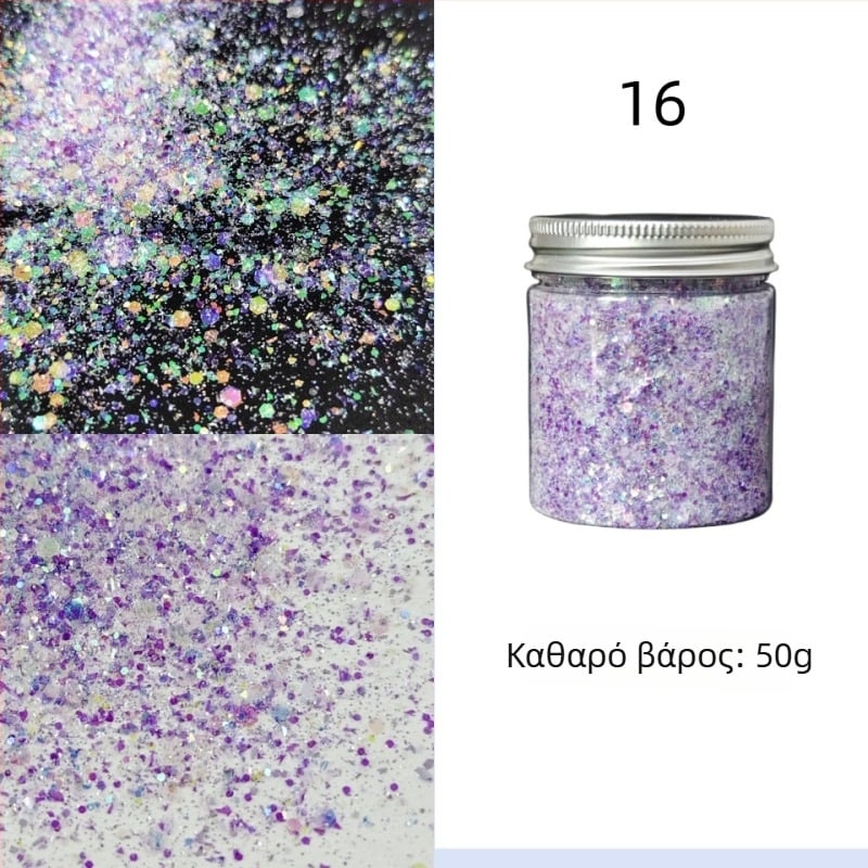 Νύχια γκλίτερ με παγιέτες PET, μοτίβο αστρικού ουρανού, φινίρισμα λαμπερό σε κορεατικό στυλ