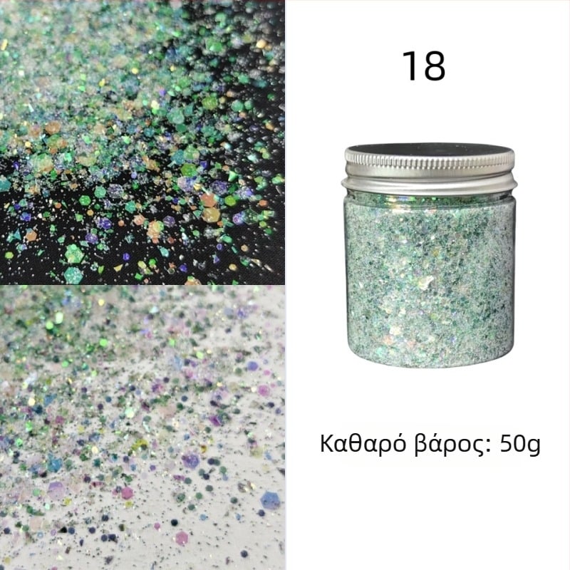 Νύχια γκλίτερ με παγιέτες PET, μοτίβο αστρικού ουρανού, φινίρισμα λαμπερό σε κορεατικό στυλ