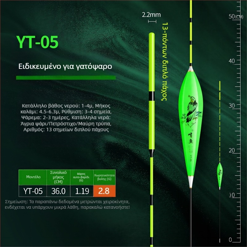 Αλιευτικό φλάουτ κατακόρυφης ροής - νανοϋλικό, υψηλή ευαισθησία, παχυνμένος σχεδιασμός, μοντέλο 32889