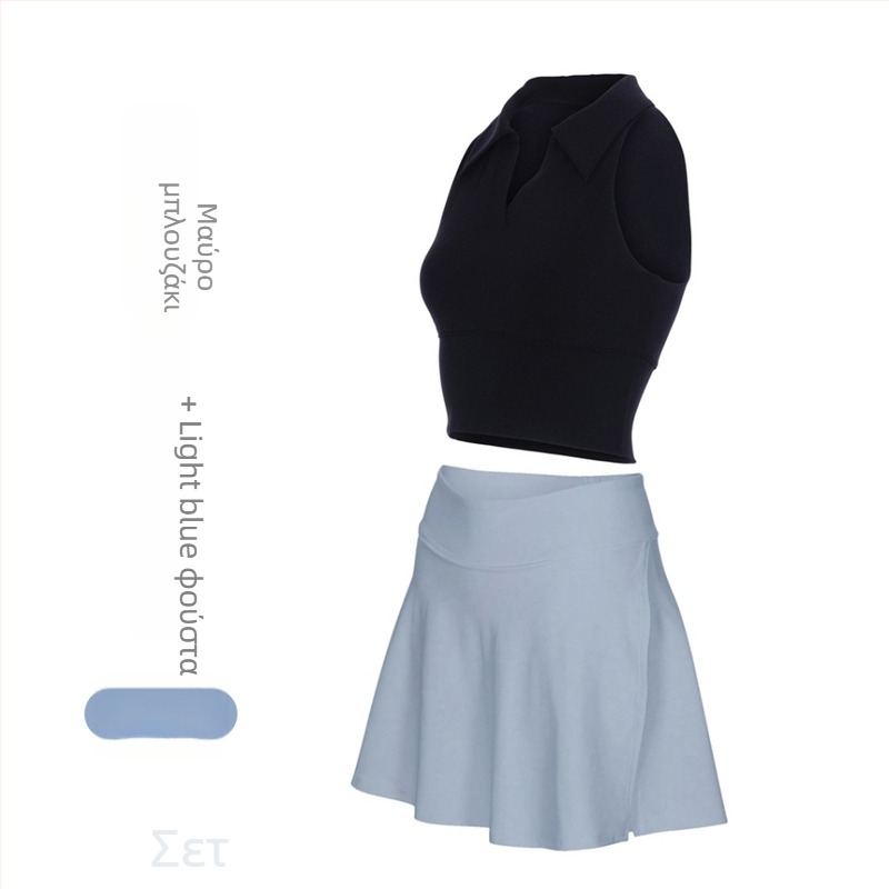 Γυναικείος Τένις και Γυμναστικής Κοστούμι με Γιακά Πόλο, Αμάνικο, Σορτς, Αποσπώμενη Επένδυση, Γρήγορο Στέγνωμα