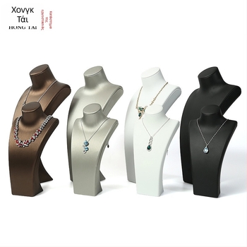 Στήριγμα κοσμημάτων για κολιέ, PU δέρμα, πορτρέτο μοντέλο, εκτυπωμένο λογότυπο, δυνατότητα προσαρμογής