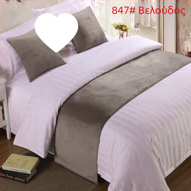 Σετ διακόσμησης άκρου κρεβατιού από βελούδο ξενοδοχείου - Πολυεστέρας, Μονοτονικό σχέδιο, Στυλ ξενοδοχείου, Μάρκα SHAOYU, Ποιοτικό προϊόν