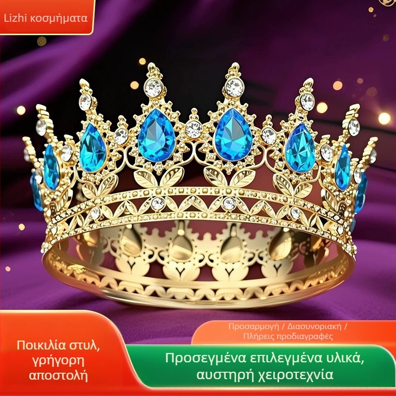 Στέμμα κεφαλής από κράμα με 16 σταγονοειδή κρύσταλλα, ηλεκτροπλατιωμένο, unisex μόδας, διακόσμηση τούρτας