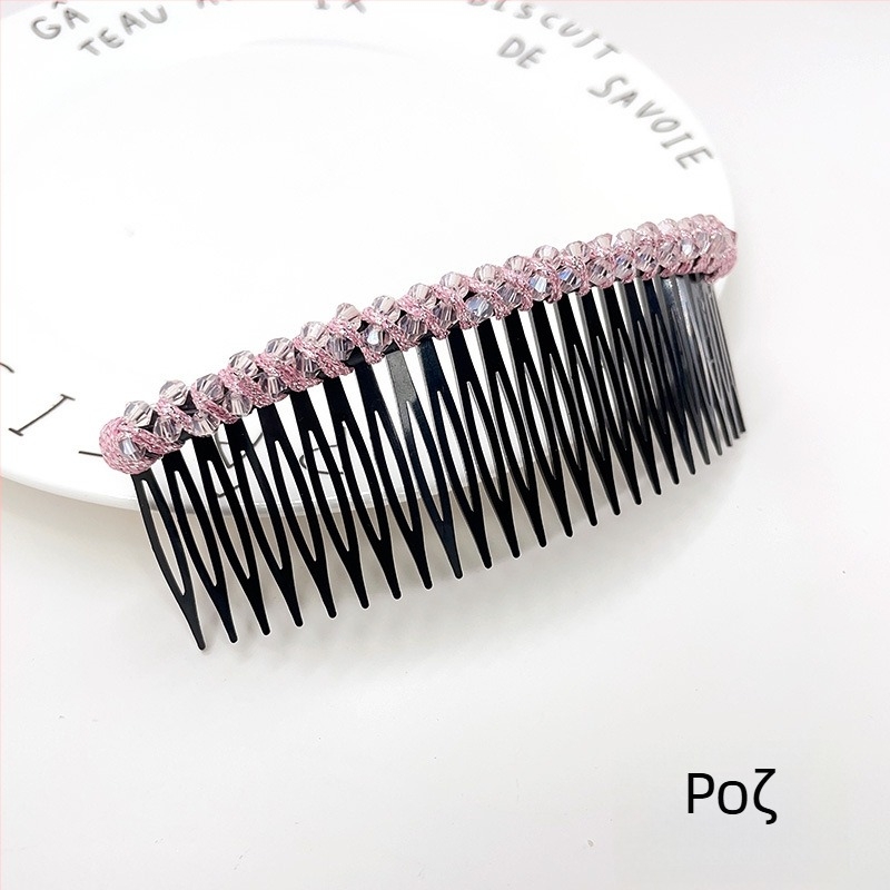 Κρυστάλλινο κλιπ μαλλιών για updos, γεωμετρικό σχέδιο σε στυλ κορεατικό, υφαντή επεξεργασία