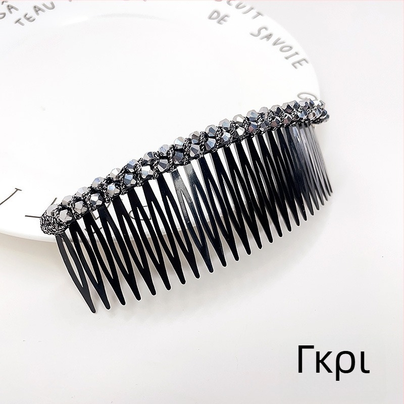 Κρυστάλλινο κλιπ μαλλιών για updos, γεωμετρικό σχέδιο σε στυλ κορεατικό, υφαντή επεξεργασία